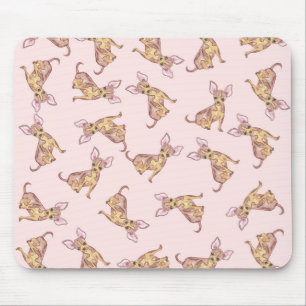 Tapis De Souris Brun rose peint par aquarelle mignonne de chiwawa