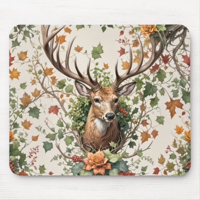 Tapis De Souris Buck Deer Dans Les Fleurs D'Automne (Devant)