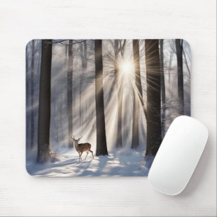Tapis De Souris Buck In Winter Forest
