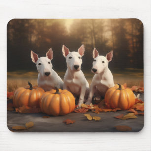 Tapis De Souris Bull Terrier chiot Automne Délice Citrouille