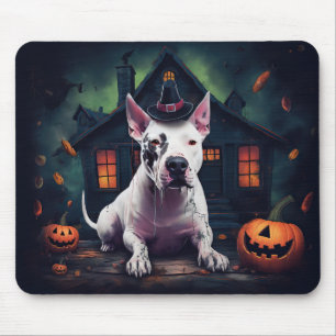 Tapis De Souris Bull Terrier Citrouilles Halloween Épouvantable