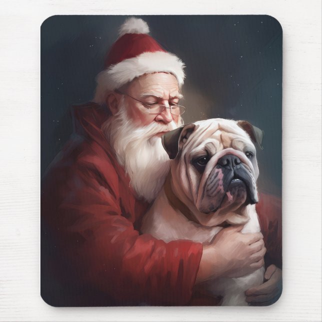 Tapis De Souris Bulldog avec Noël Festif du Père Noël (Devant)