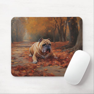 Tapis De Souris Bulldog en automne Feuilles automne Inspire