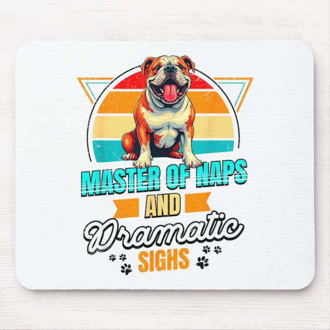 Tapis De Souris Bulldog Lover Funny Bulldog Retro  (Devant)