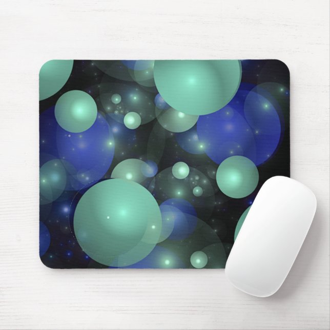 Tapis De Souris Bulles bleues et vertes (Avec souris)