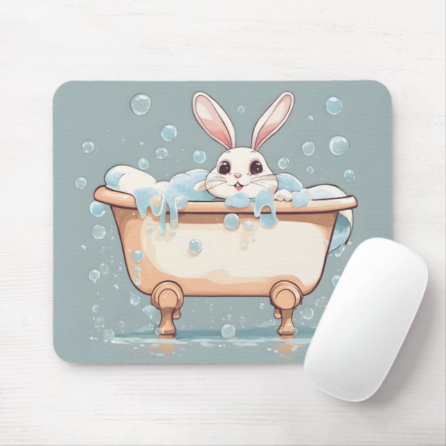 Tapis De Souris Bunny Dans Le Bain À Bulle (Avec souris)