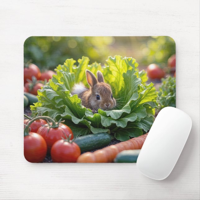 Tapis De Souris Bunny dans un jardin végétal (Avec souris)