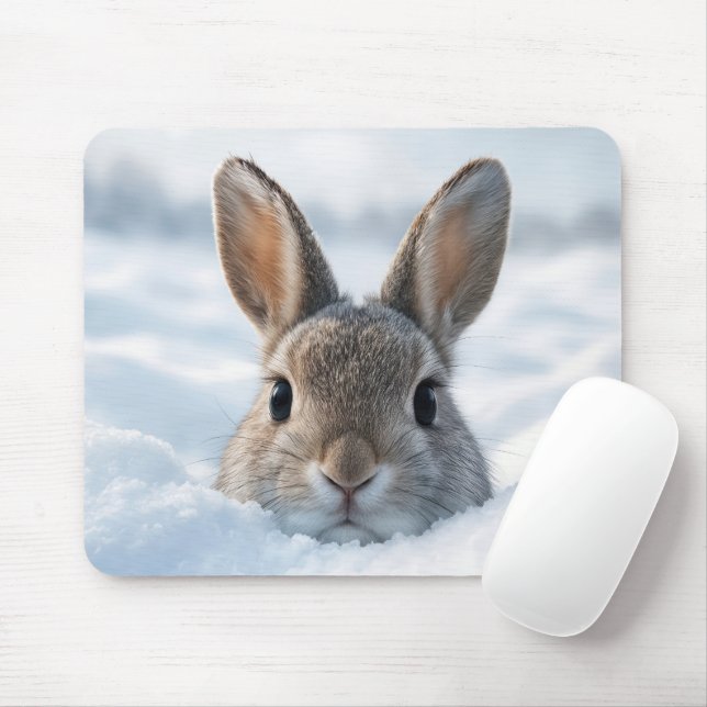 Tapis De Souris Bunny In a Deep Snowdrift (Avec souris)