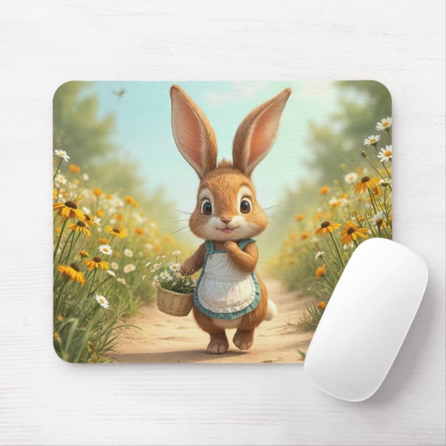 Tapis De Souris Bunny marche sur un sentier de campagne (Avec souris)