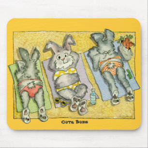 Tapis De Souris Buns mignons (sur la plage) Mousepad
