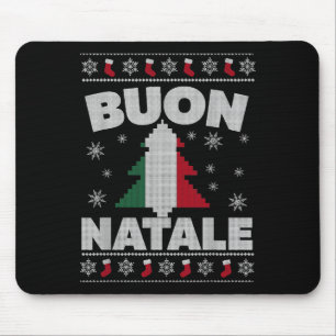 Tapis De Souris Buon Natale Joyeux sapin de Noël Italien Vilain No