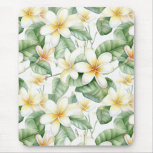 Tapis De Souris Bureau à motifs de fleurs Frangipani blanc tropica