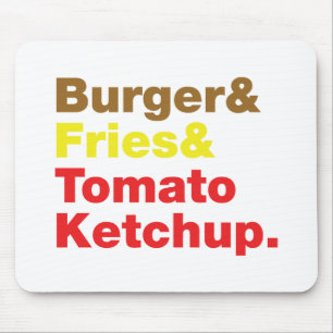 Tapis De Souris Burger & Fries & Tomato Ketchup.