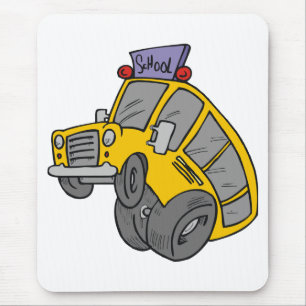 Tapis De Souris Bus scolaire fou jaune
