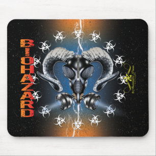 TAPIS DE SOURIS BW ! AVERTISSEMENT BIOHAZARD ! CRÂNE