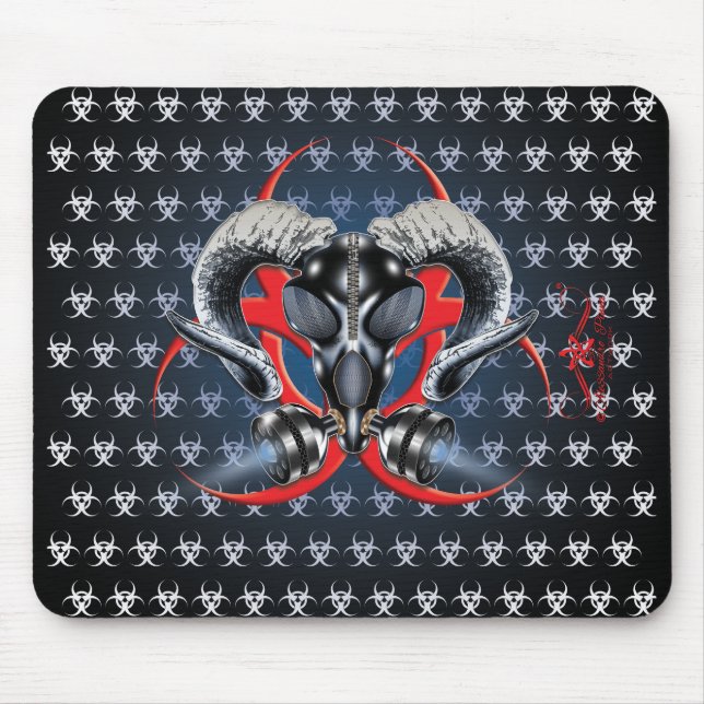 TAPIS DE SOURIS BW ! AVERTISSEMENT BIOHAZARD ! CRÂNE (Devant)