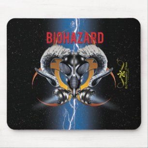 TAPIS DE SOURIS BW ! AVERTISSEMENT BIOHAZARD ! CRÂNE