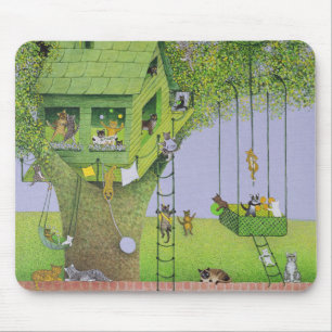 Tapis De Souris Cabane dans un arbre de chat
