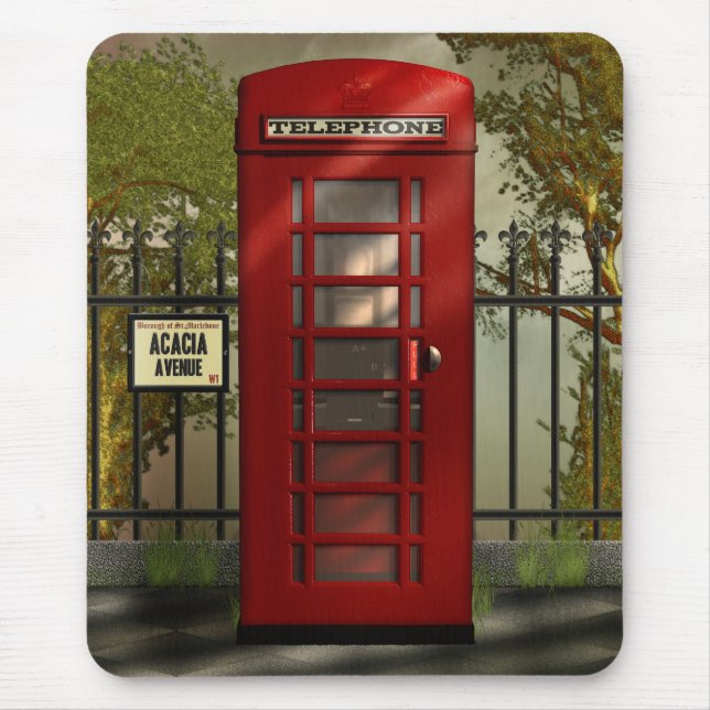 Tapis De Souris Cabine téléphonique rouge britannique Mousepad (Devant)