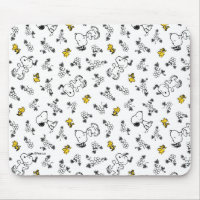 cacahuètes | Snoopy & Woodstock B&W Flower Motif