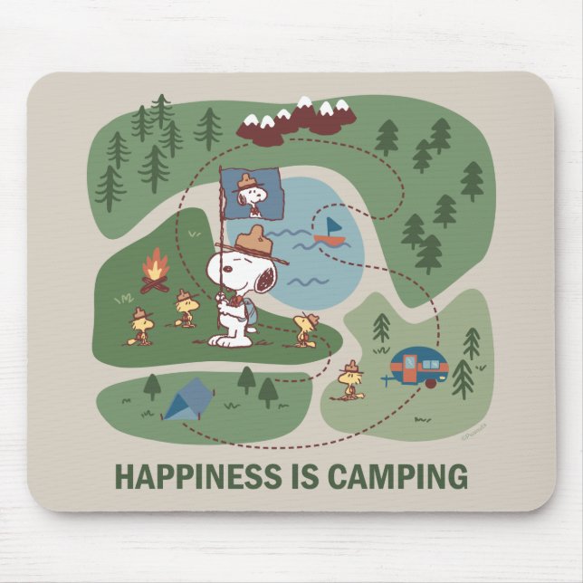 Tapis De Souris cacahuètes | Snoopy & Woodstock Carte du camp (Devant)