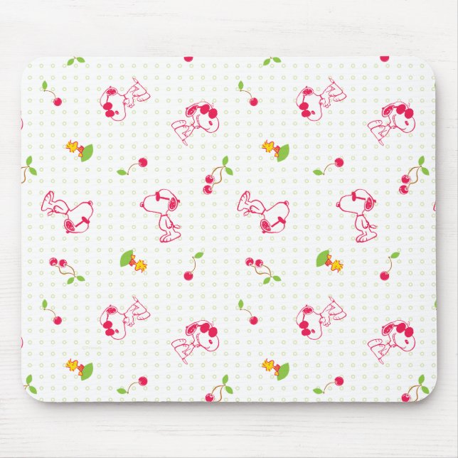 Tapis De Souris cacahuètes | Snoopy & Woodstock Cherry Motif (Devant)
