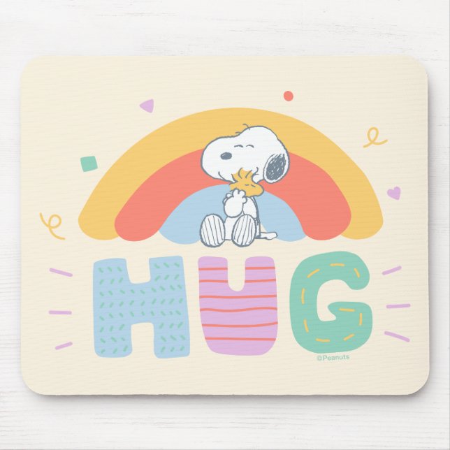 Tapis De Souris cacahuètes | Snoopy & Woodstock Hug (Devant)