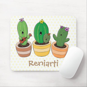 Tapis De Souris Cactus trio chantante mignonne dessin animé