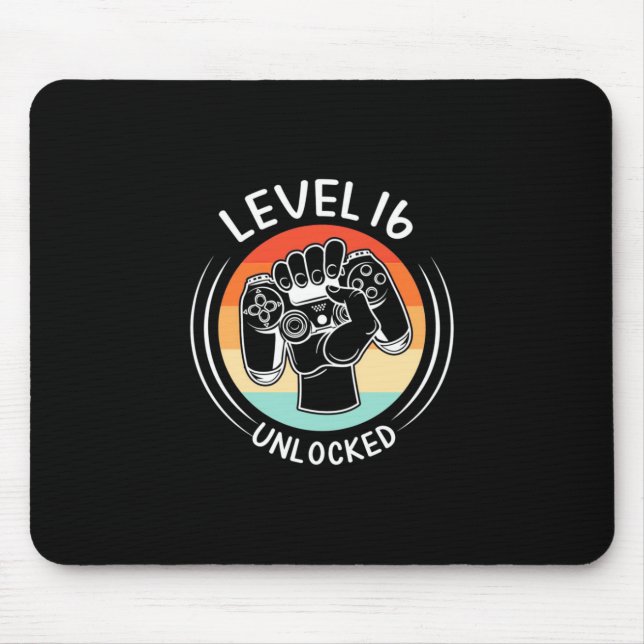 Tapis De Souris Cadeau d'anniversaire | Niveau 16e anniversaire dé (Devant)