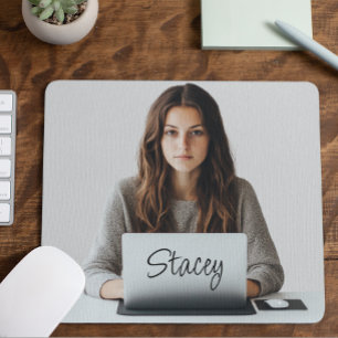 Tapis De Souris Cadeau de bureau photo personnalisé Monogramme