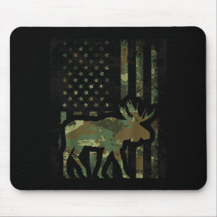 Tapis De Souris Cadeau de chasse à l'orignal drapeau américain cam