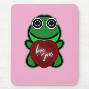 Tapis De Souris Cadeau de coeur de grenouille mignonne personnalis