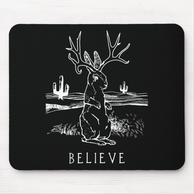 Tapis De Souris Cadeau de lapin| Croyez le Jackalope (Devant)