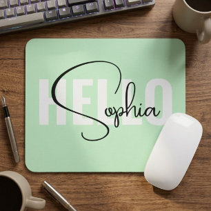 Tapis De Souris Cadeau de nom de famille personnalisé Vert menth