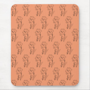 Tapis De Souris Cadeau personnalisé d'août Gladiolus Fleur de nais