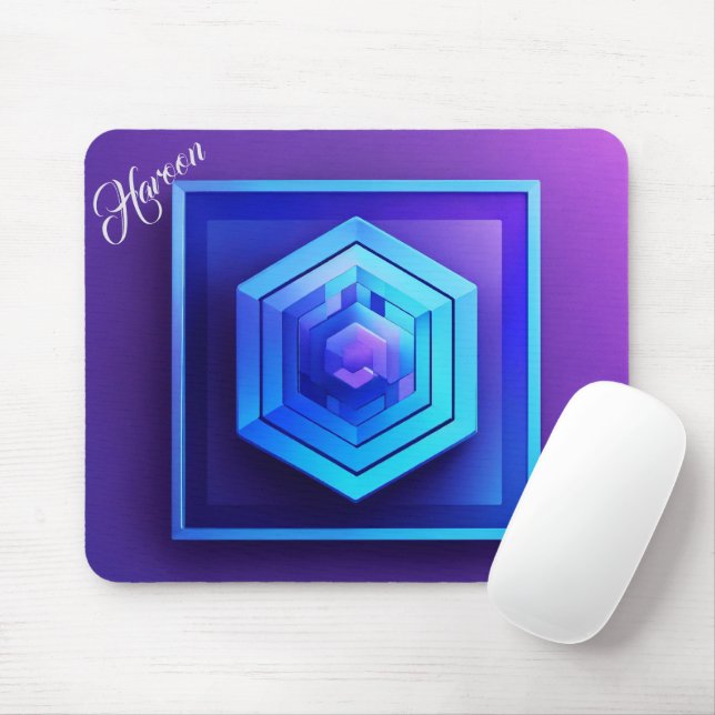 Tapis De Souris Cadeau Pour Haroon Modern 3D Photo Grid (Avec souris)