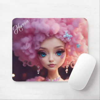 Tapis De Souris Cadeau Pour Haroon Modern Cute Doll Grille Photo