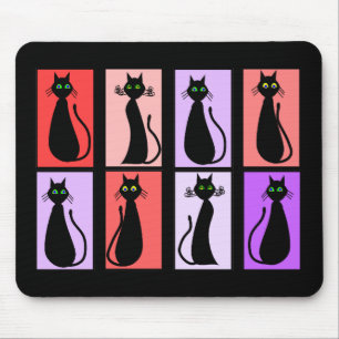 Tapis De Souris Cadeaux d'art de bruit de chats noirs