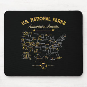 Tapis De Souris Cadeaux de carte des 62 parcs nationaux Nous parcs
