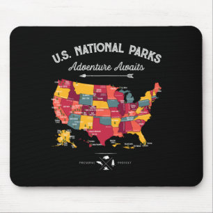 Tapis De Souris Cadeaux de carte des 62 parcs nationaux Nous parcs