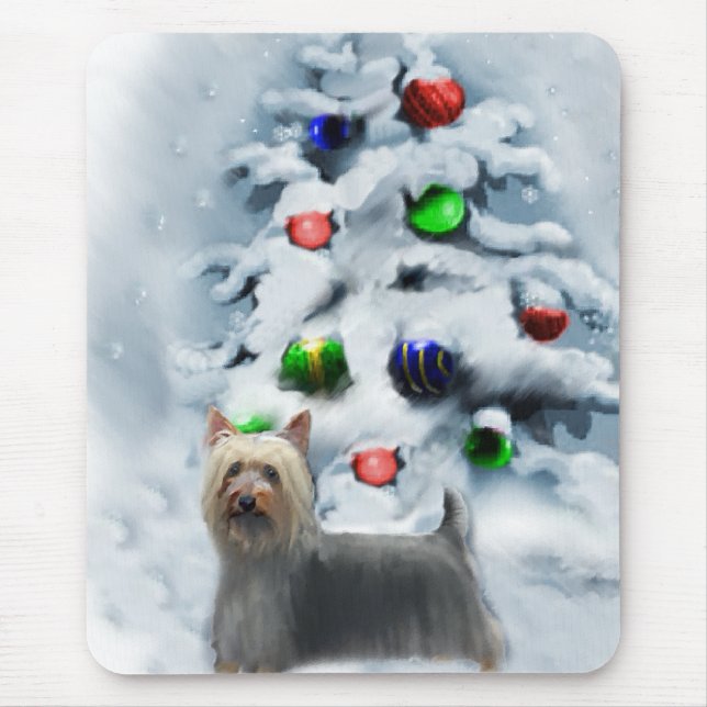 Tapis De Souris Cadeaux de Noël Silky Terrier (Devant)