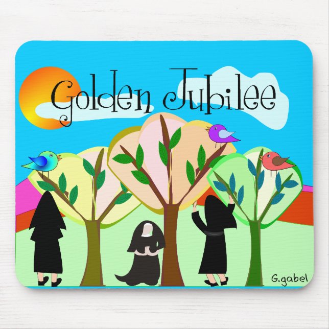 Tapis De Souris Cadeaux d'or de jubilé de nonne catholique (Devant)