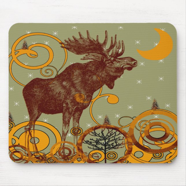Tapis De Souris Cadeaux d'orignaux vintages (Devant)