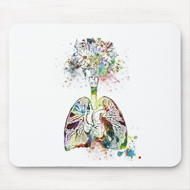 Tapis De Souris Cadeaux Médicale coeur et motif de poumons (Devant)