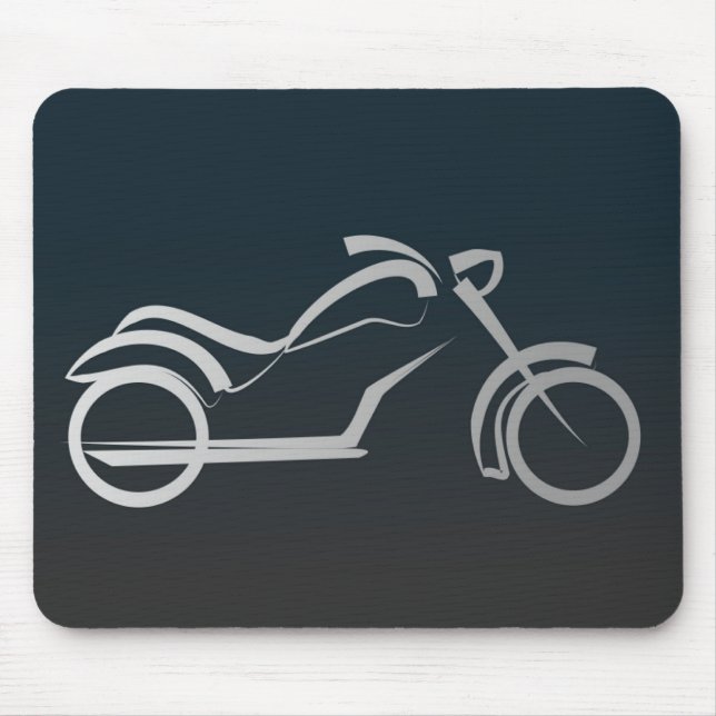 Tapis De Souris Cadre argenté frais de moto sur le noir (Devant)