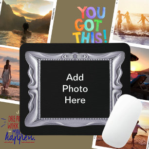 Tapis De Souris Cadre en argent fantaisie Ajouter une photo ici