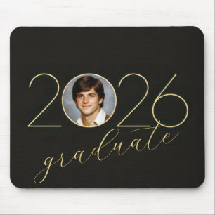 Tapis De Souris Cadre photo de diplômé 2026 sur fond noir