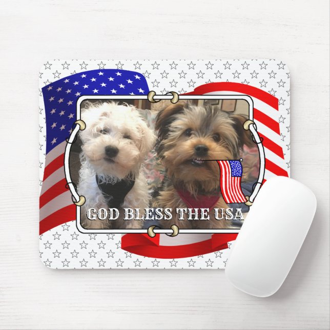 Tapis De Souris Cadre photo personnalisé USA American Flag Patriot (Avec souris)