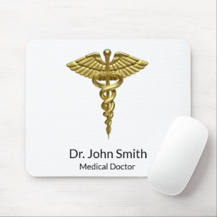 Tapis De Souris Caducée en or Médicale professionnel