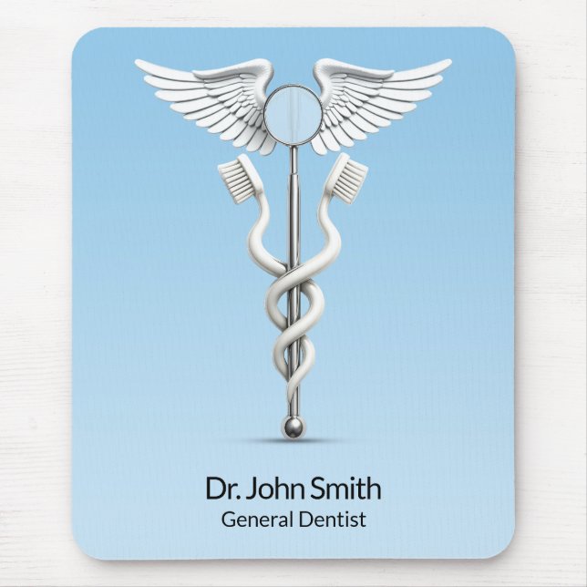 Tapis De Souris Caduceus White Dental Mirror Toothbrush Médicale (Devant)